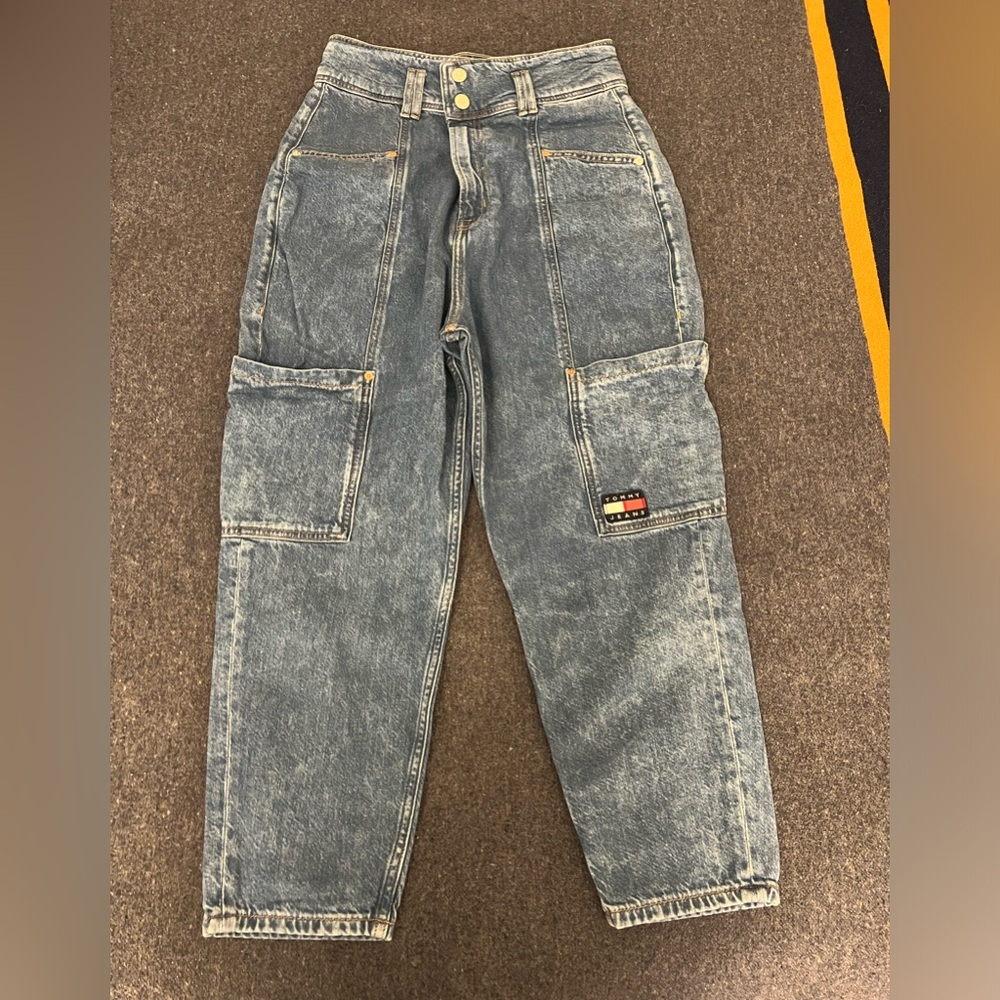 Tommy Hilfiger, Mom Jean utility mid blue rigid